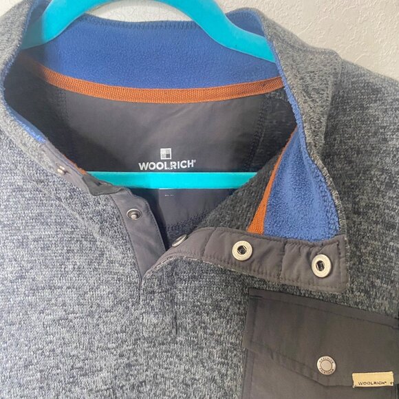 Woolrich Fleece Sweater Mens XXL‎ Grey Mock Neck Pullover Hiking Outdoor - Picture 6 of 10